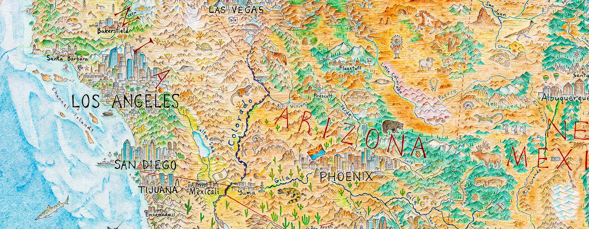 Map of the southwestern United States with major cities labeled