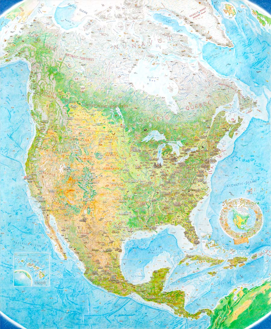 North America: Portrait of a Continent - limited edition of 1200, giclée fine art print (44 x 54